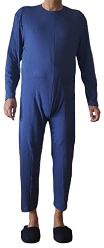 INGROSSO MERCERIE LCF Pigiama Intero Uomo per degenti, Cotone 100%, Prodotto in Italia (52)