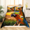 Papagei Bettwäsche Set 135x200 Bunte Feder Bettbezug für Kinder Frauen Regen Bäume Vogel Tröster Abdeckung Sonnenuntergang Bergbäume Natürliche Quilt Cover mit 1 Kissenbezug Schlafzimmer Dekoration