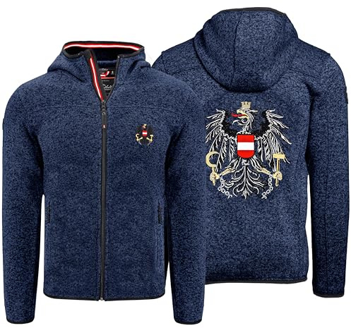 Hoamatkult Österreich Kultjacke mit Kapuze Herren - das Original - Österreich Adler Strickfleece Jacke - Jacke mit Österreich Adler Stick