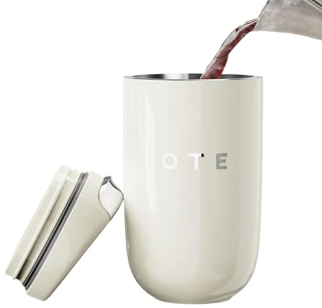 OTE Coffee Travel Mug, Double Walled Coffee Cup 350ml Vacuum Insulated Stainless Steel with Leakproof Lid, Reusable Coffee Cups, BPA-Free, Thermal Mug/to Go Cups for Hot Cold Drinks, Beige
