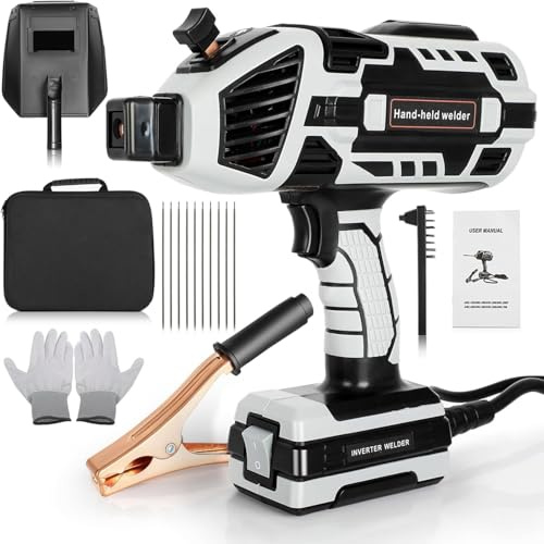 Handheld Welder Machine, 110V Portable Welding Machine with IGBT Inverter 6 Variable Current Adjustment 20-120Amp Welding Output Handheld ARC Welding Gun for 1/16-1/8 All Size Welding Rod