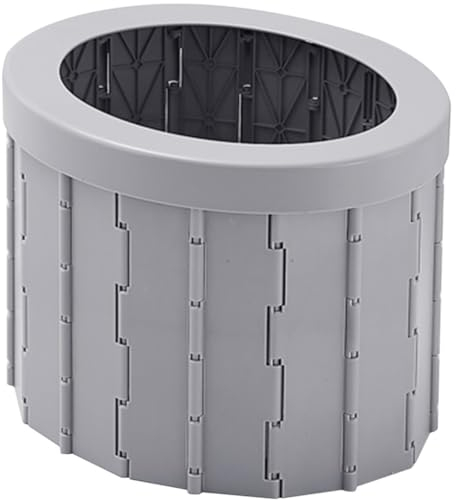 WC De Voiture Extérieure Portable Cylindrique ​Toilettes Voiture, Toilettes De Camping Pliables d'urgence pour Hommes Et Femmes, Équipé De Sacs Poubelles Et De Sacs De Rangement (Color : Grigio, S :