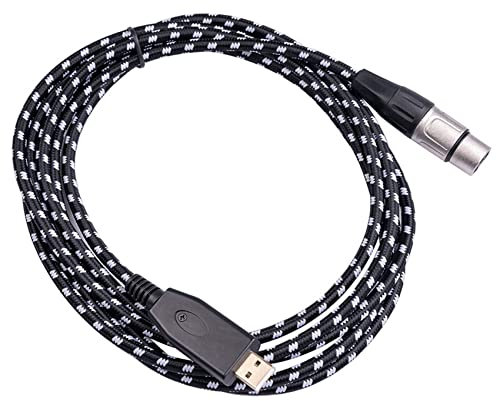 Rfeeuubft USB Microphone Cable, XLR to USB Adapter Cable, Microphone Female XLR Cord to Computer PC USB Interface Adapter, 10Ft