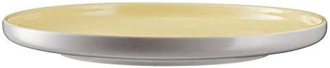 VILLA ITALIA BORNEO Porzellan Teller Gelb - Grau 25 cm - Platzteller - Pastateller - Mikrowellengeschirr - Servierteller - Essteller - Speiseteller Porzellan - Speiseteller Flach - Creatable Geschirr