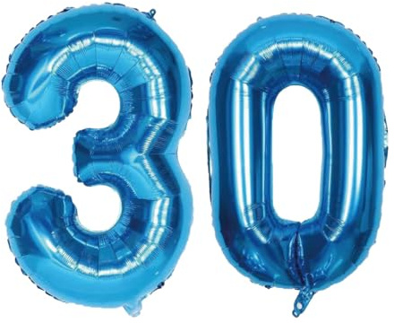 Geburtstag zahlen Luftballon 30 jahre-hellblau XXL Jumbo Folienballon 40 Zoll – 101 cm Luftballons 30 Geburtstag Junge Mädchen Babyparty Geburtstagsdeko Jubiläumsparty Dekoration