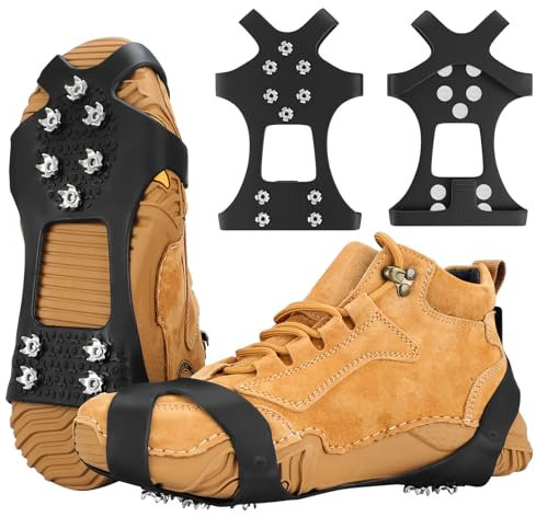 Spikes für Schuhe Winter, HQCM Antirutsch Schuhspikes Steigeisen für Bergschuhe Outdoor Schuhkrallen Spikes für Wanderschuhe L