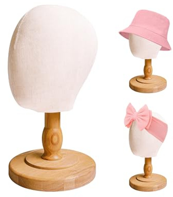 TINGSING Tête de mannequin de bébé de 45,7 cm, support de perruque pour enfants, présentoir de chapeaux pour perruques, chapeaux, lunettes, écharpes, bloc de toile en plastique pour accessoires,
