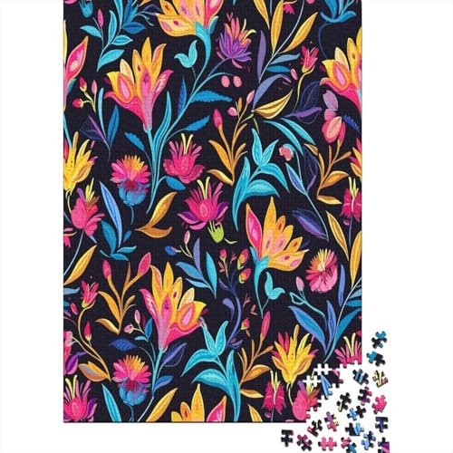 Floral 1000 Stück Puzzles Für Erwachsene Teenager Stress Abbauen Familien-Puzzlespiel Mit Poster in Voller 1000-teiliges Puzzle Lernspiel Spielzeug Geschenk 1000pcs (75x50cm)
