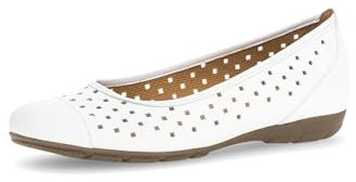 Gabor Damen Klassische Ballerinas, Frauen Flats,Ballet-Flats,Ausgehschuhe,Abendschuhe,Slip-ons,klassisch elegant,Ballerinen,Weiss,43 EU / 9 UK
