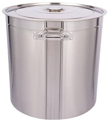 50/70/98 L Marmite Traiteur Inox 0.8 mm Epaisseur Grande Marmite Argent Moderne Faitout Inox Convient pour Mijoter sur des Plaques de Cuisson à Gaz des Plaques à Induction etc (98 L)