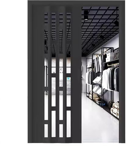 Puerta de acordeón plegable sin taladrar con cristal acrílico, puertas correderas de acordeón para divisor de habitación, 76 x 101 cm