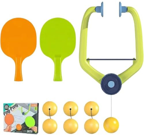 2026 Upgrade Door Plinking Game, Türrahmen Ping Pong Spielset, Tür-Pingpong-Spiel Über Der Tür, Verstellbarer Hängendes Tischtennis Trainer mit Schläger und Bälle, Pingpong-Trainer für Kinder