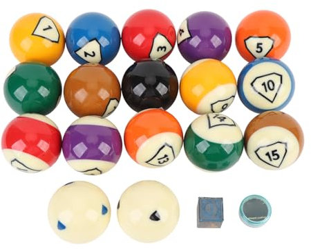 Luocute Pool Balls, 2-1/4 Inches Regulation Size Billiard Balls, Complete Set of 17 Professional Billiard Ball Set for Pool Table, Professional Resin Pool Balls Billiard Balls Set