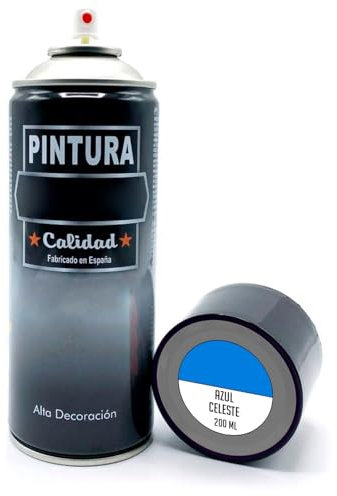 AC - Bote de Pintura en Spray - Fabricado en España - Ideal para cualquier superficie, Madera, Metal, Cartón, Piedra o Cerámica - Capacidad de 200 ML - Color Azul Celest