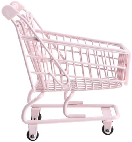 UPKOCH Einkaufswagen Kleinkindspielzeug Drahtkörbe Für Speisekammern Mikrospielzeug Mini-Wagen Puppe Mini-rollwagen Wagen Für Miniaturen Staubsaugen Buggy Eisen Rosa