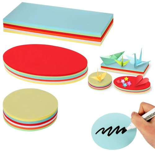 Moderationskarten Set 540 Stück – Metaplankarten in Rund, Oval und Rechteck, 6 Farben, 120g/m² – Blanko Karten für Präsentation, Büro, Schule und Workshop