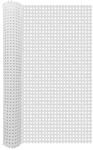 Rouleau de Rotin Blanc 50x100CM, Cannage Rouleau en plastique PE, Cannage Rotin Résistant aux Intempéries,Pour Mobilier de Jardin,Restauration de Meubles, Ensembles de Terrasse et Accents Décoratifs.
