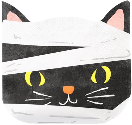 Talking Tables 20 Papierservietten Katzenform Einweg Recycelbar 33x33cm Rot Weiß Festlich Tischdeko Weihnachten Halloween Kindergeburtstag