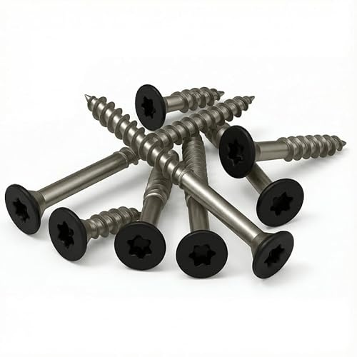 PB Schrauben® Spanplattenschrauben Edelstahl A2 Torx 6,0x60mm - 25 Stk. I Holzschrauben Torx TX mit Senkkopf - Rostfrei Coated in Germany I RAL 9005 (Schwarz Matt)
