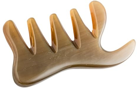 GARVALON Ox Horn Comb mit Zähnen aus Hochwertigem Büffelhorn Vielseitiger Body Massaging Comb und Gua Sha Scraping Tool für Kopfhaut Gesicht Nacken Rücken und Ganzkörpermassage