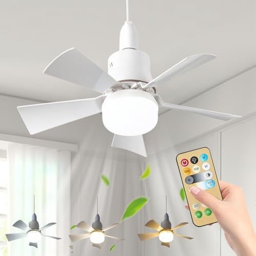 Nzkeuf Ceiling Fans with Lights and Remote, E27 30W Light Bulb Fan with 5 Blades Supports, 3 Speeds, 3 Colours 3000-6000K, Timer, Memory Function, Ceiling Fan Light for Bedroom Living Room