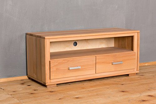 Woodline TV Lowboard Genf 2 Schubläden - Kernbuche Massivholz geölt/gewachst, Ausführung der Schubladen:mit normalen Auszug