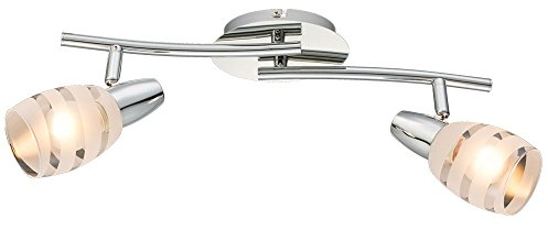 Hochwertige Strahler chrom Glas satiniert mit klaren Streifen Globo 54985-2