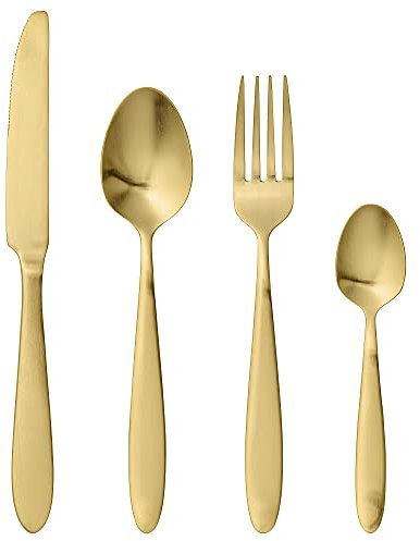 Cutlery, Brushed Gold Finish, Set of 4
