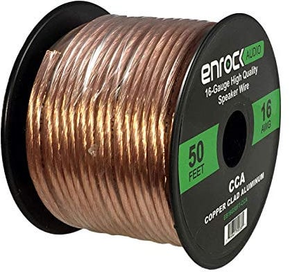 Enrock Car Audio Spool of 50 Foot 16-Gauge Speaker Wire - Copper Clad Aluminum 16 AWG