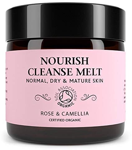 Nourish Luxury Cleansing Melt - Hot Cloth Cleanser Balm Makeup Remover and Skin Moisturiser - 100% Natural & Certified Organic, Rose & Camellia (60g)