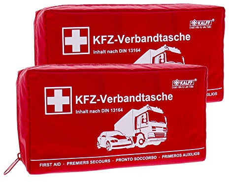 2x PKW Verbandtasche DIN 13164-2022 | Farbe: rot | neueste Norm