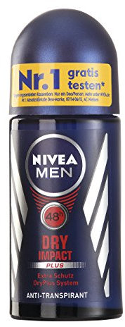 Nivea Men Deo Dry Impact Plus Deoroller, Antitranspirant, Doppelpack, 1er Pack (1 x 100 ml)