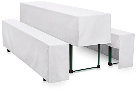 Hussen-Set 200x50 cm Weiß Baumwolle Halblang - 1x Biertischhusse, 2X Bierbankhusse, Festzeltgarnitur, Bierzeltgarnitur, Qualität Made in EU