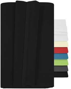npluseins Betttuch - Haustuch - Bettlaken - aus 100% Baumwolle in 7 ausgesuchten Farben - Laken ohne Gummizug - Einheitsgröße von ca. 150 x 250 cm, schwarz