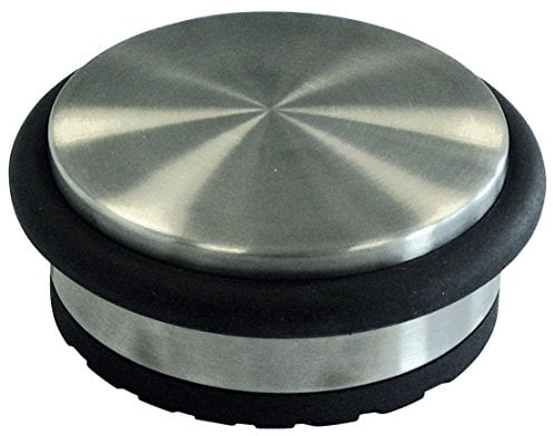 HSI Türstopper Boden Edelstahl 95 x 40 mm - Rutschfester, flacher Stopper mit türschonendem Gummiring, Rostfrei