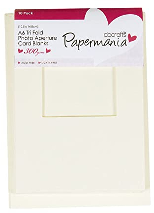 Papermania A6 300 GSM Tri Fold Window Photo Aperture Cards and Envelopes, Pack of 10, Cream