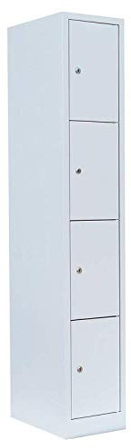 Lüllmann 4 Fächer Schließfachschrank grau 180x31,5x50cm (HxBxT) | komplett montiert, Wertfachschrank, Fächerschrank, Spind, Umkleideschrank, 520410