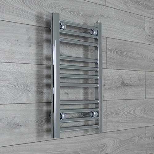 companyblue 300mm wide x 600mm high Heated Towel Rail Straight Flat Chrome Bathroom Warmer Radiator Rack Central Heating