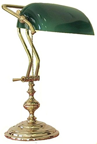Churchill Luxus Studio Schreibtisch Schreibtischlampe Glas Grün Messing glänzend verstellbar