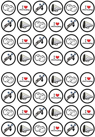 48 Cheerleader Cupcake Toppers, Edible Cheerleading Cupcake Topper, 3cm Cheerleader Party Decorations, Gymnastics Cake Topper, Cheer Decorations, Cheerleader Party Favors, Cheerleading Decorations