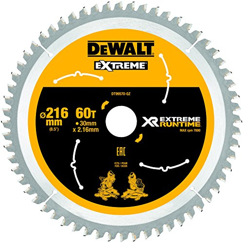 DEWALT DT99570 216 x 30 mm x 60T XR Extreme Runtime Mitre Saw Blade - Yellow/Black