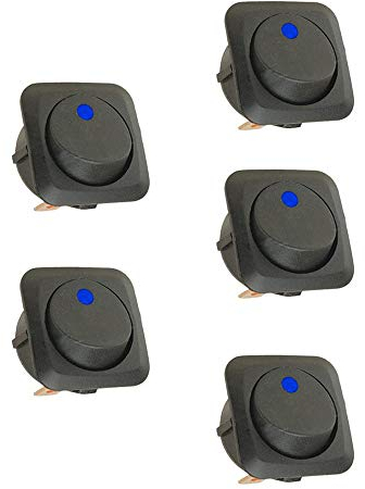 Mintice 5 Stück 12V 25A KFZ Schalter EIN/AUS Wippenschalter Beleuchtet Schalter Blau 25mm