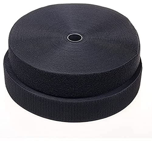 25m x 50mm Klettband (25m Flausch & 25m Hakenband), 50mm breit, Rückseite des Bandes ist Nicht selbstklebend, Flausch & Haken, Schwarz KXB5030 Black