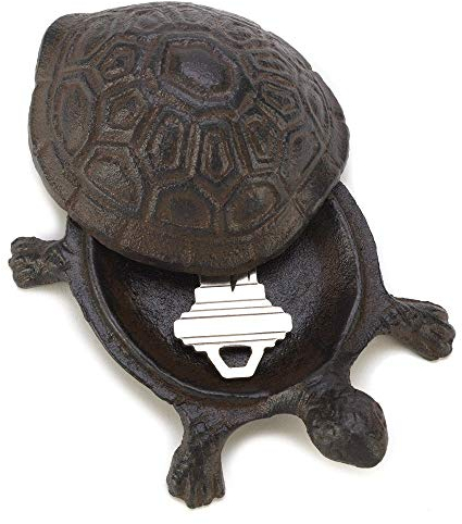 Accent Plus Summerfield Terrace Gifts Gartendekoration Schildkröte, Gusseisen, Schlüsselversteckstein, Mehrfarbig, 4 x 3,8 x 1,5 cm