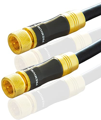 Premium X 10m Sat-Kabel - Satelliten-Kabel, Antennenkabel, Koaxialkabel TV Kupfer mit vergoldeten F-Steckern - Gold-Line, Abschirmmaß 135dB, Fernseher & Radio - 4K, HDTV, DVB-T/C/S/S2