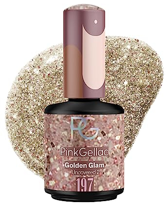 Pink Gellac UV Gel Nagellack - 197 Golden Glam 15 ml - Lang Anhaltend Shellac Nagellack Gold - Gel UV für 14 Tage Nägel in Salonqualität - Made in Holland