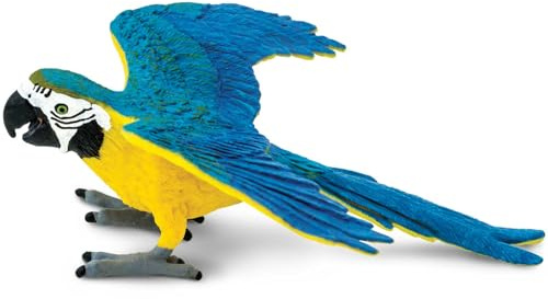 Safari Ltd. Blue and Gold Macaw Figurine - Detailed 4.5 Plastic Bird Figure - Educational Toy for Boys, Girls, and Kids Ages 3+