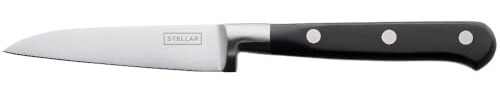 Stellar Classic 9cm / 3.5 Paring Knife, Stainless Steel Razor Sharp Blade, Full Tang Riveted Handle, Dishwasher Safe