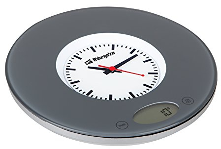 Orbegozo PC 1005 - Báscula de cocina, display digital, sensor táctil, capacidad máx. 3 kg, incorpora reloj, funciona a pilas