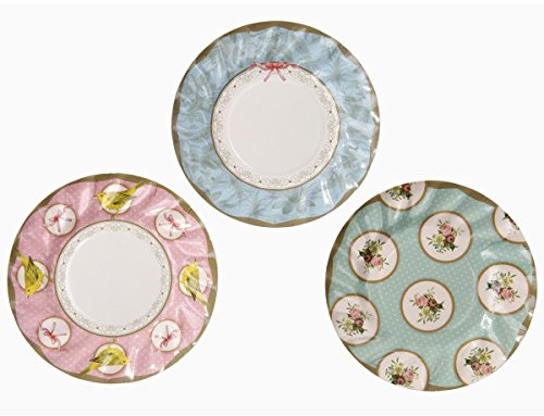 Talking Tables Assiettes pour Goûter Festif et Anniversaire 21 cm (Paquet de 12 contenant 3 modèles)